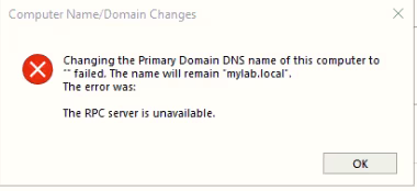 Domain Join Error
