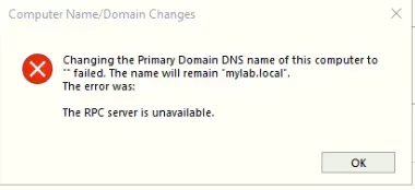 Domain Join Error
