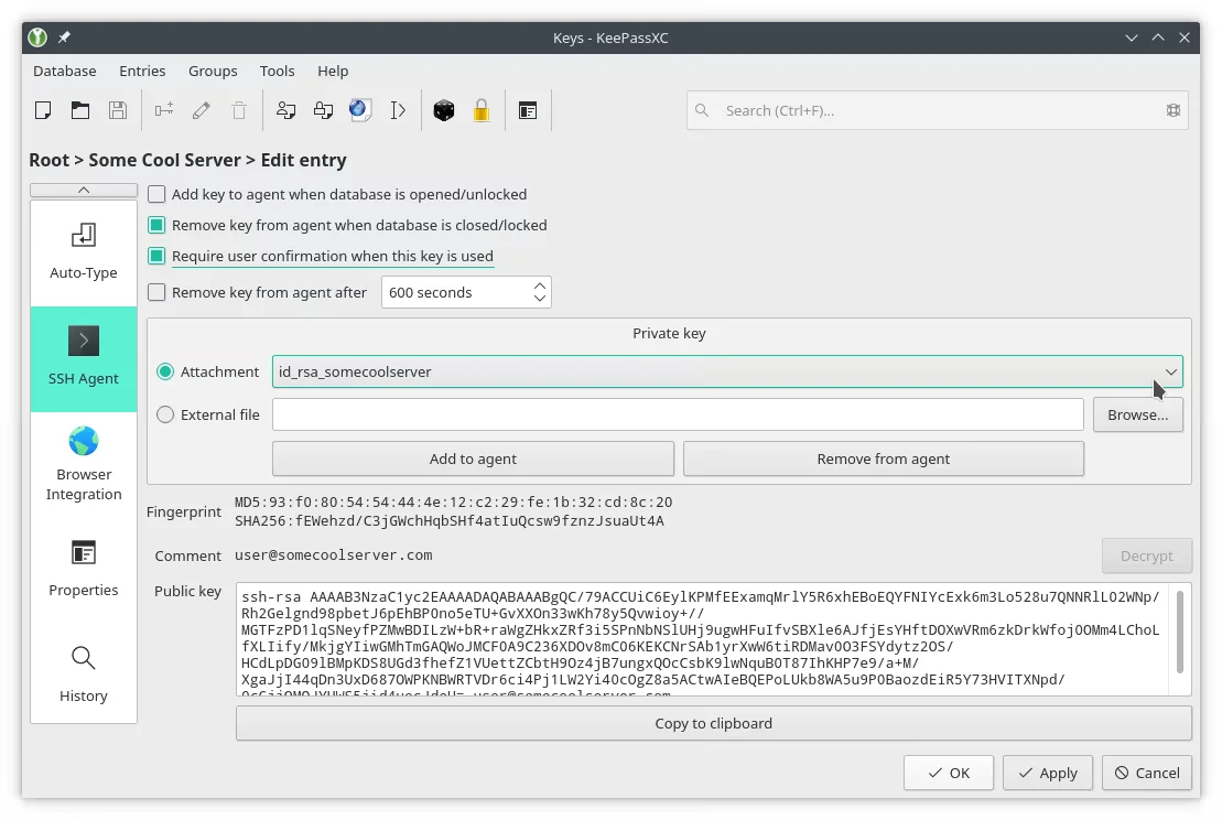 KeepassXC-Add-SSH-Agent-entry