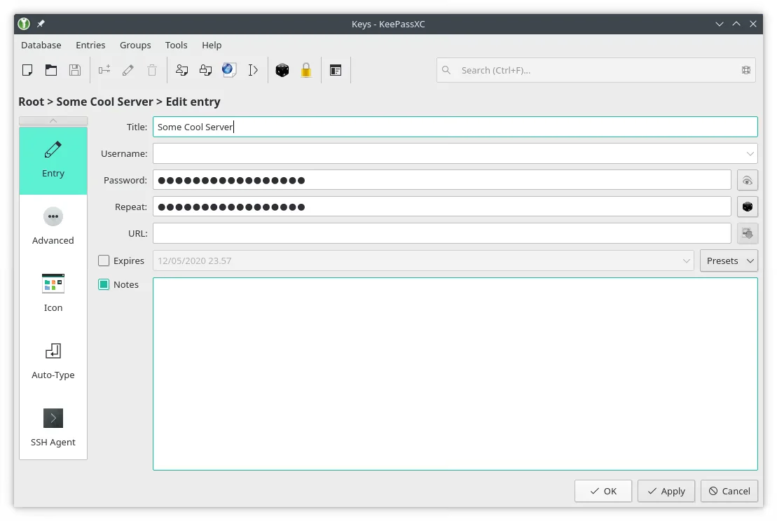KeepassXC-Add-entry
