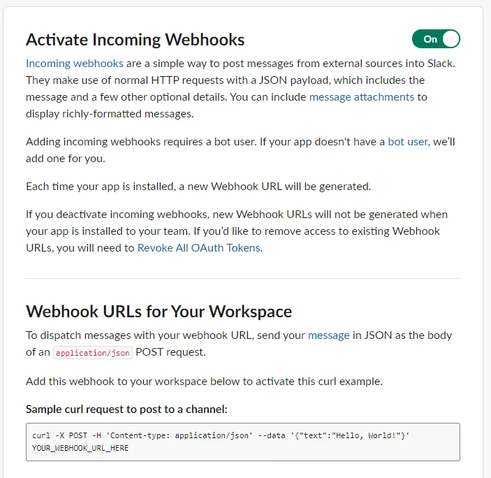 slack webhook