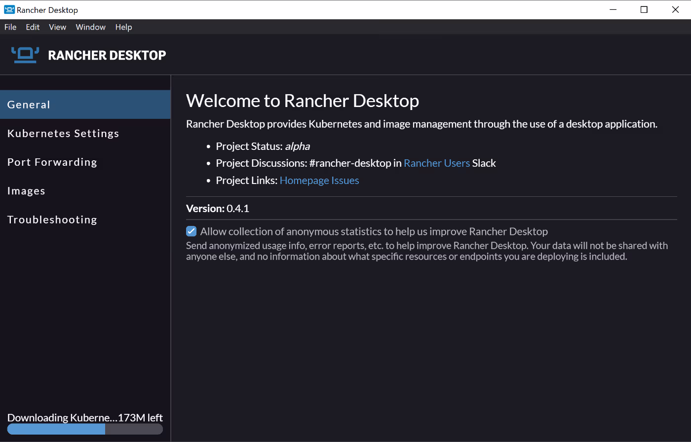 Rancher Desktop GUI1