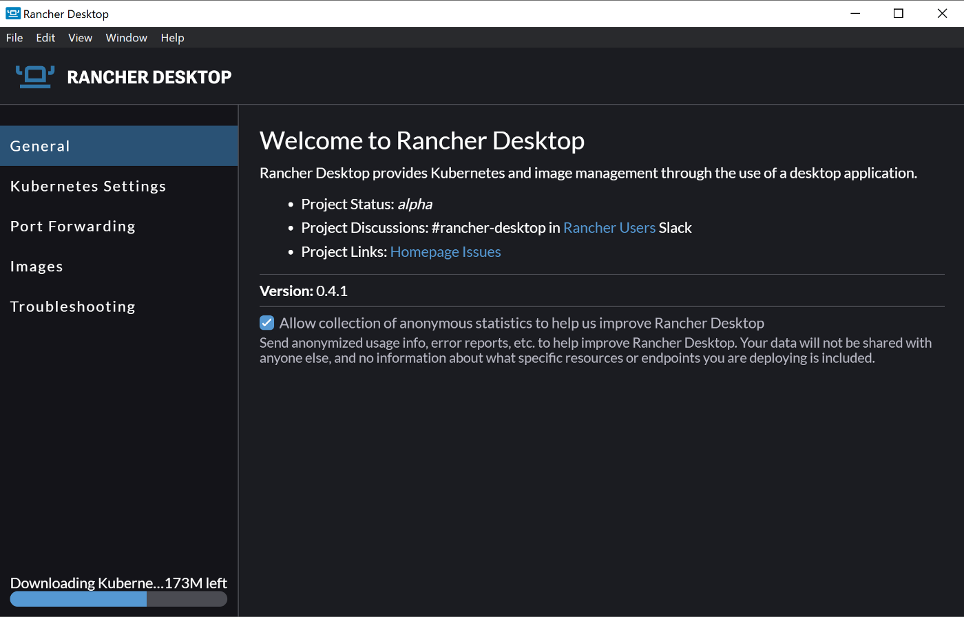 Rancher Desktop GUI1