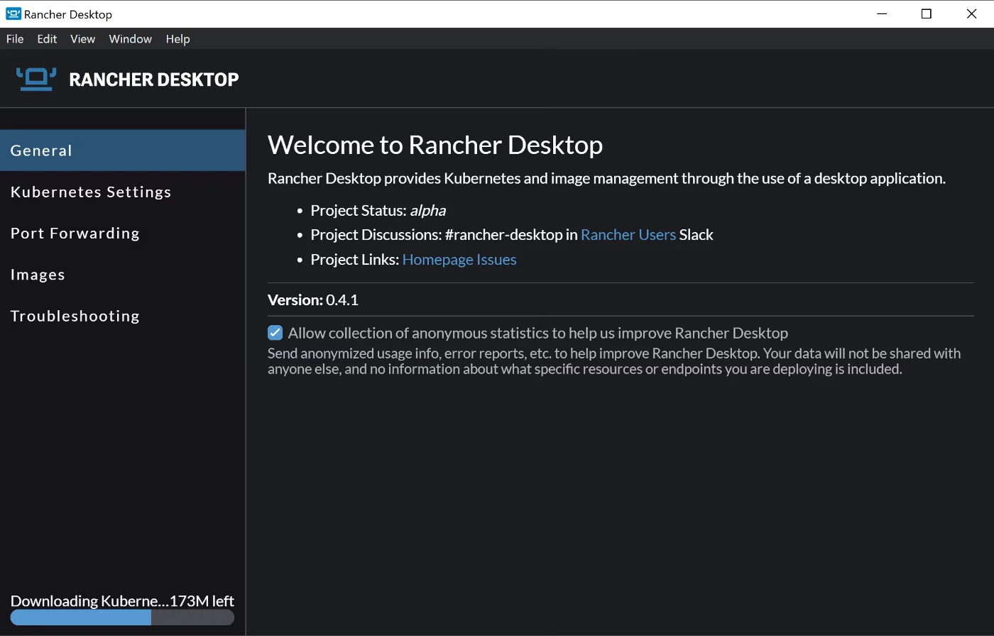 Rancher Desktop GUI1